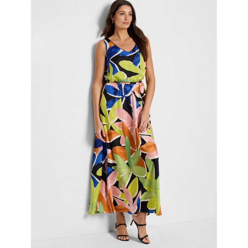 NIC+ZOE Women's Mega Blooms Bianca Dress Size S in Green Multi